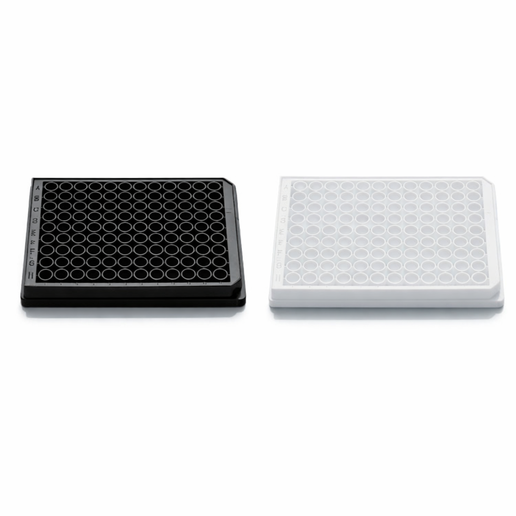 96-Well Clear Bottom Black and White Plate